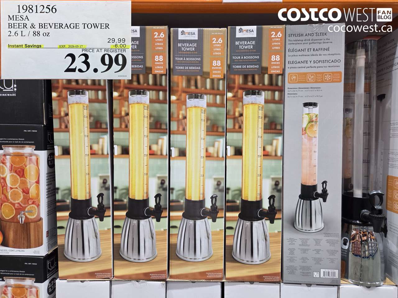 1981256 MESA BEER & BEVERAGE TOWER 2.6 L / 88 OZ ($6.00 INSTANT SAVINGS EXPIRES ON 2026-05-17) $23.99