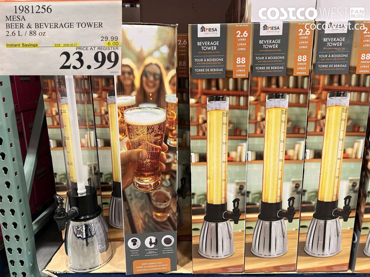 1981256 MESA BEER & BEVERAGE TOWER 2.6 L / 88 OZ ($6.00 INSTANT SAVINGS EXPIRES ON 2026-05-17) $23.99