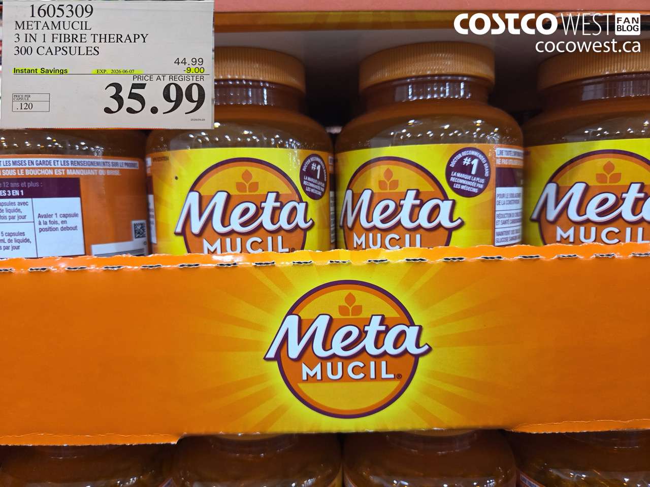 1605309 METAMUCIL 3 IN 1 FIBRE THERAPY 300 CAPSULES ($9.00 INSTANT SAVINGS EXPIRES ON 2026-06-07) $35.99