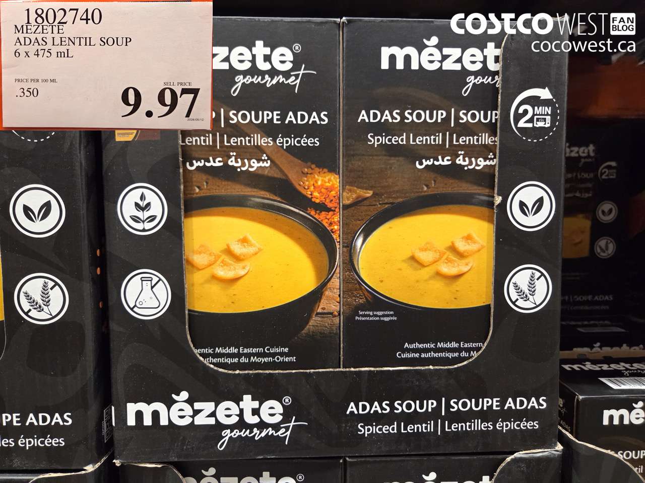 1802740 MEZETE ADAS LENTIL SOUP 6 X 475 ML $9.97