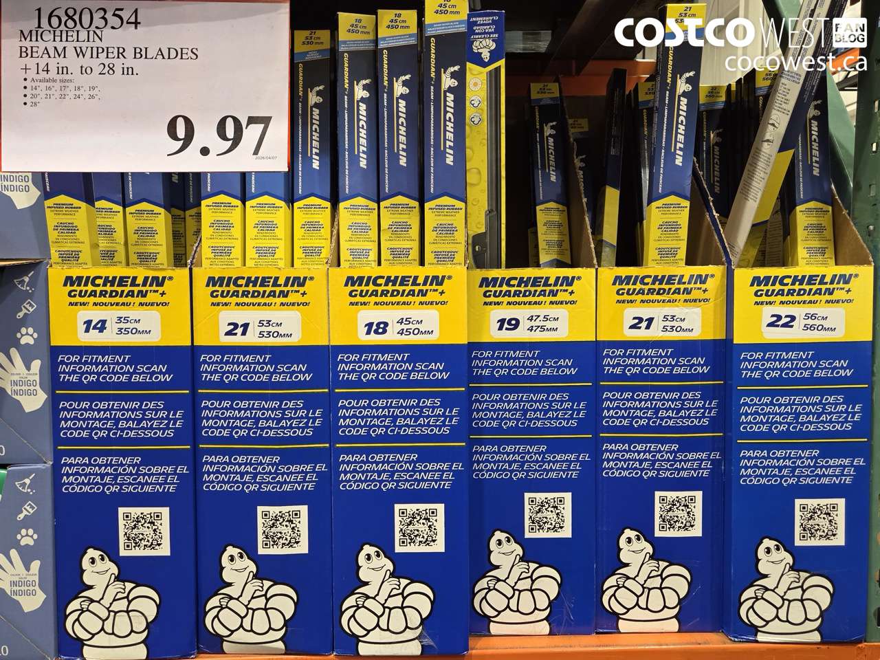 1680354 MICHELIN BEAM WIPER BLADES 14 IN. TO 28 IN. $9.97