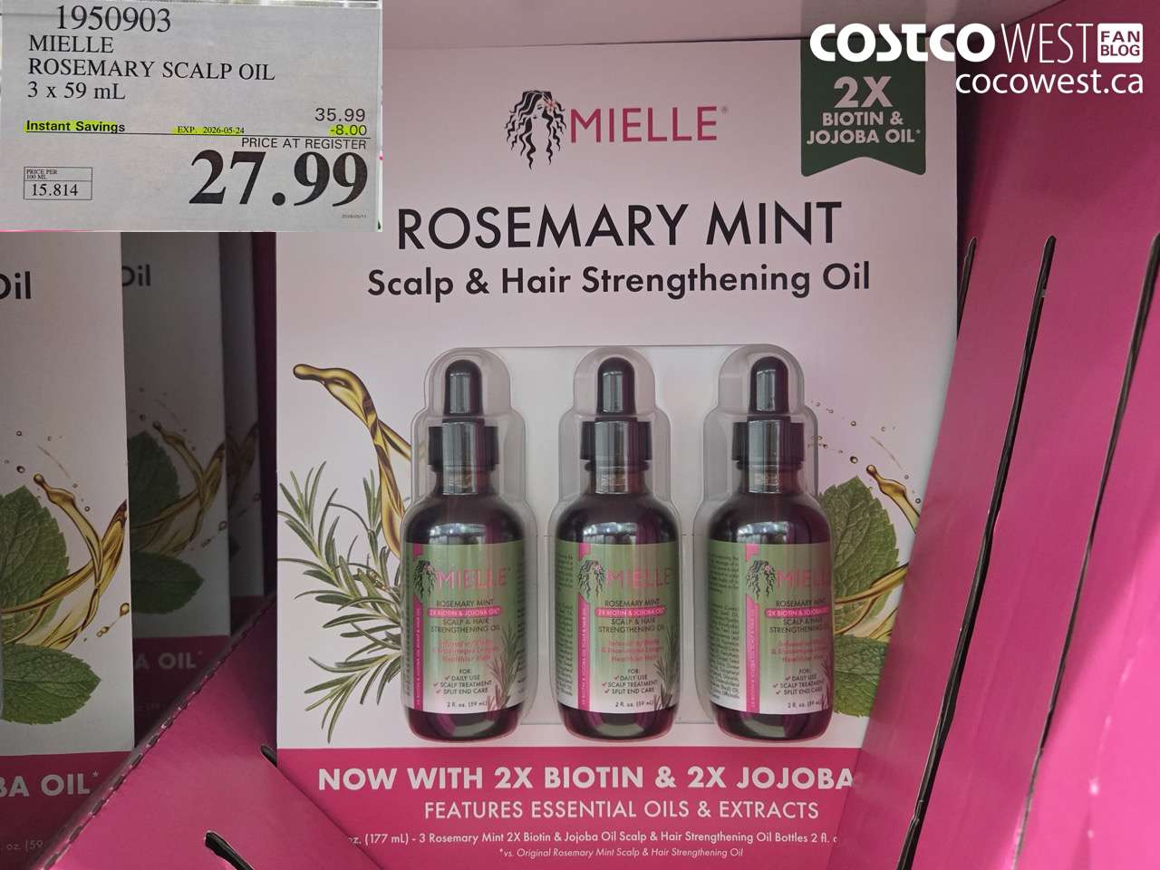 1950903 MIELLE ROSEMARY SCALP OIL 3 X 59 ML ($8.00 INSTANT SAVINGS EXPIRES ON 2026-05-24) $27.99