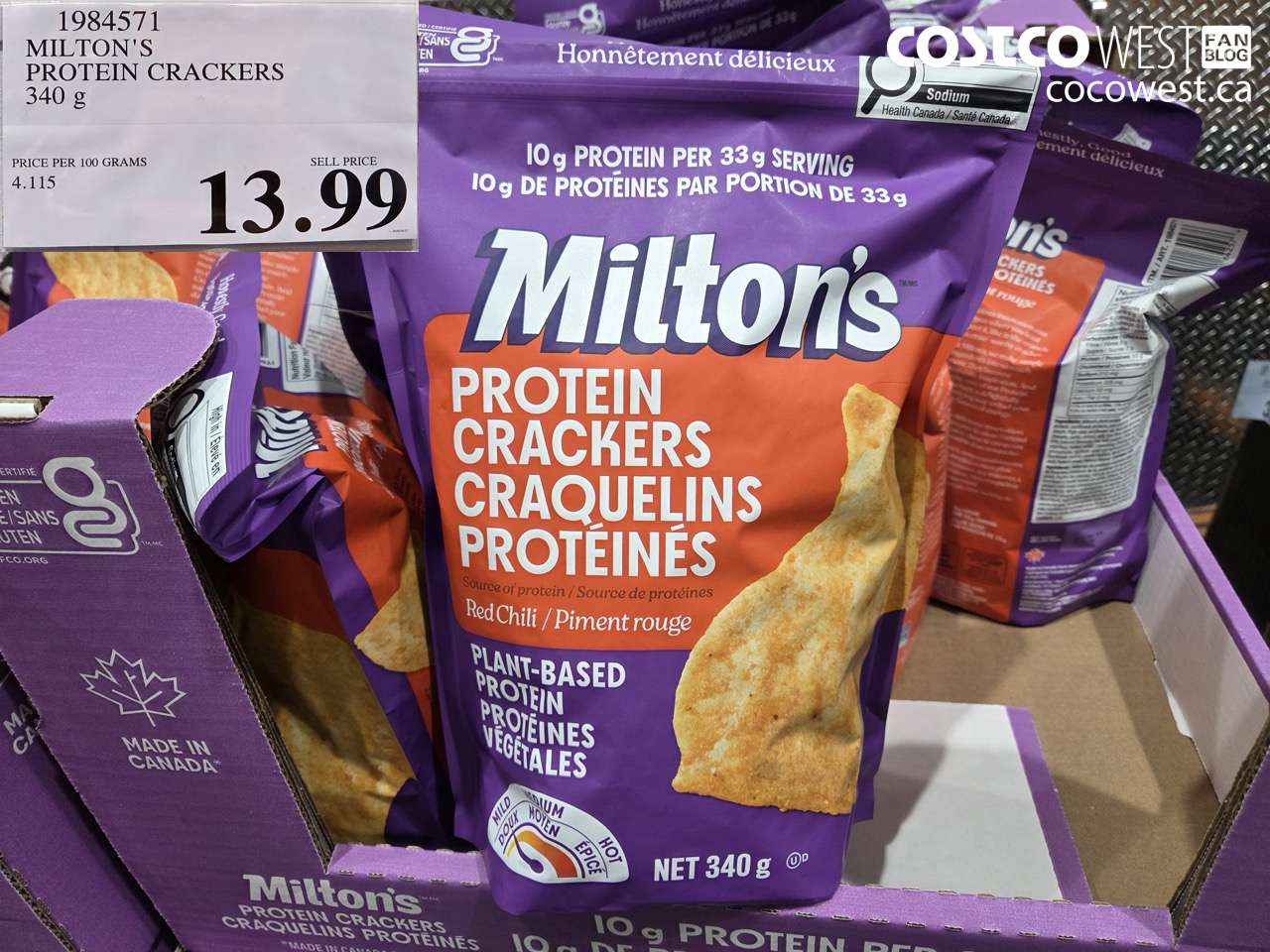 1984571 MILTON'S PROTEIN CRACKERS 340 G $13.99