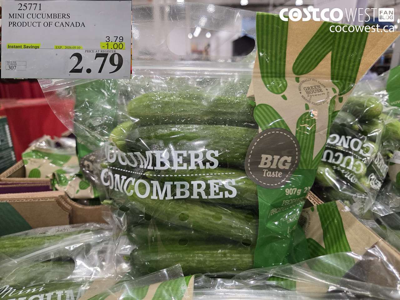25771 MINI CUCUMBERS PRODUCT OF CANADA ($1.00 INSTANT SAVINGS EXPIRES ON 2026-05-10) $2.79