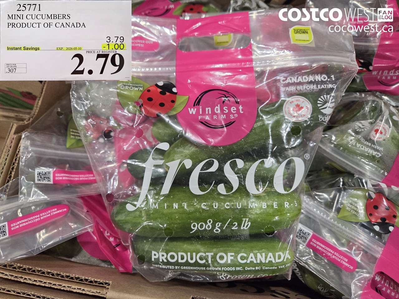 25771 MINI CUCUMBERS PRODUCT OF CANADA ($1.00 INSTANT SAVINGS EXPIRES ON 2026-05-10) $2.79