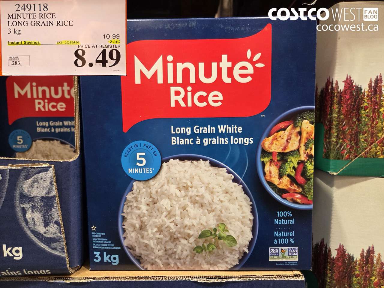 249118 MINUTE RICE LONG GRAIN RICE 3 KG ($2.50 INSTANT SAVINGS EXPIRES ON 2026-05-10) $8.49