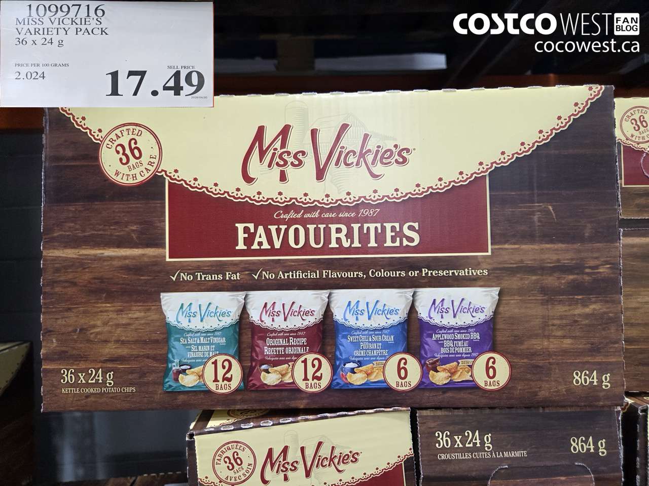 1099716 MISS VICKIE'S VARIETY PACK 36 X 24 G $17.49