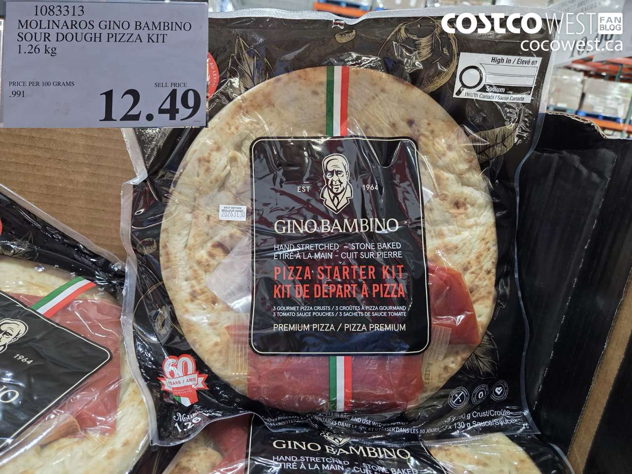 1083313 MOLINAROS GINO BAMBINO SOUR DOUGH PIZZA KIT 1.26 KG $12.49