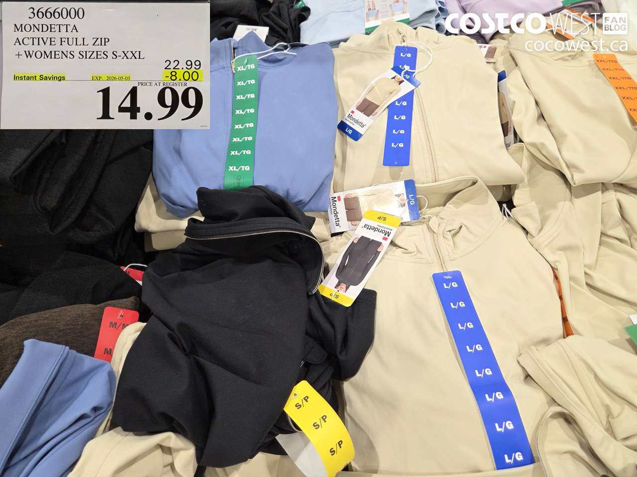 3666000 MONDETTA ACTIVE FULL ZIP + WOMENS SIZES S-XXL ($8.00 INSTANT SAVINGS EXPIRES ON 2026-05-03) $14.99