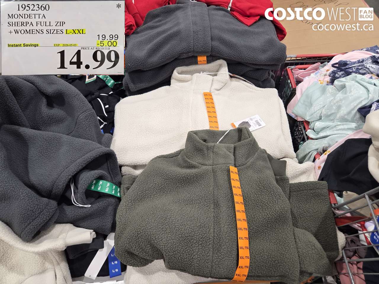 1952360 MONDETTA SHERPA FULL ZIP +WOMENS SIZES L-XXL ($5.00 INSTANT SAVINGS EXPIRES ON 2026-05-03) $14.99