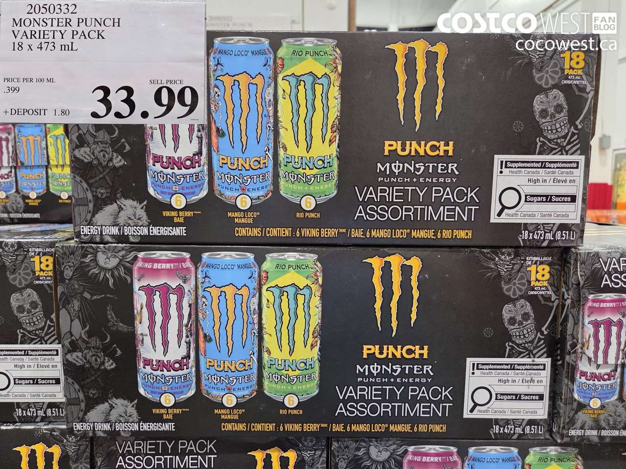 2050332 MONSTER PUNCH VARIETY PACK 18 X 473 ML $33.99
