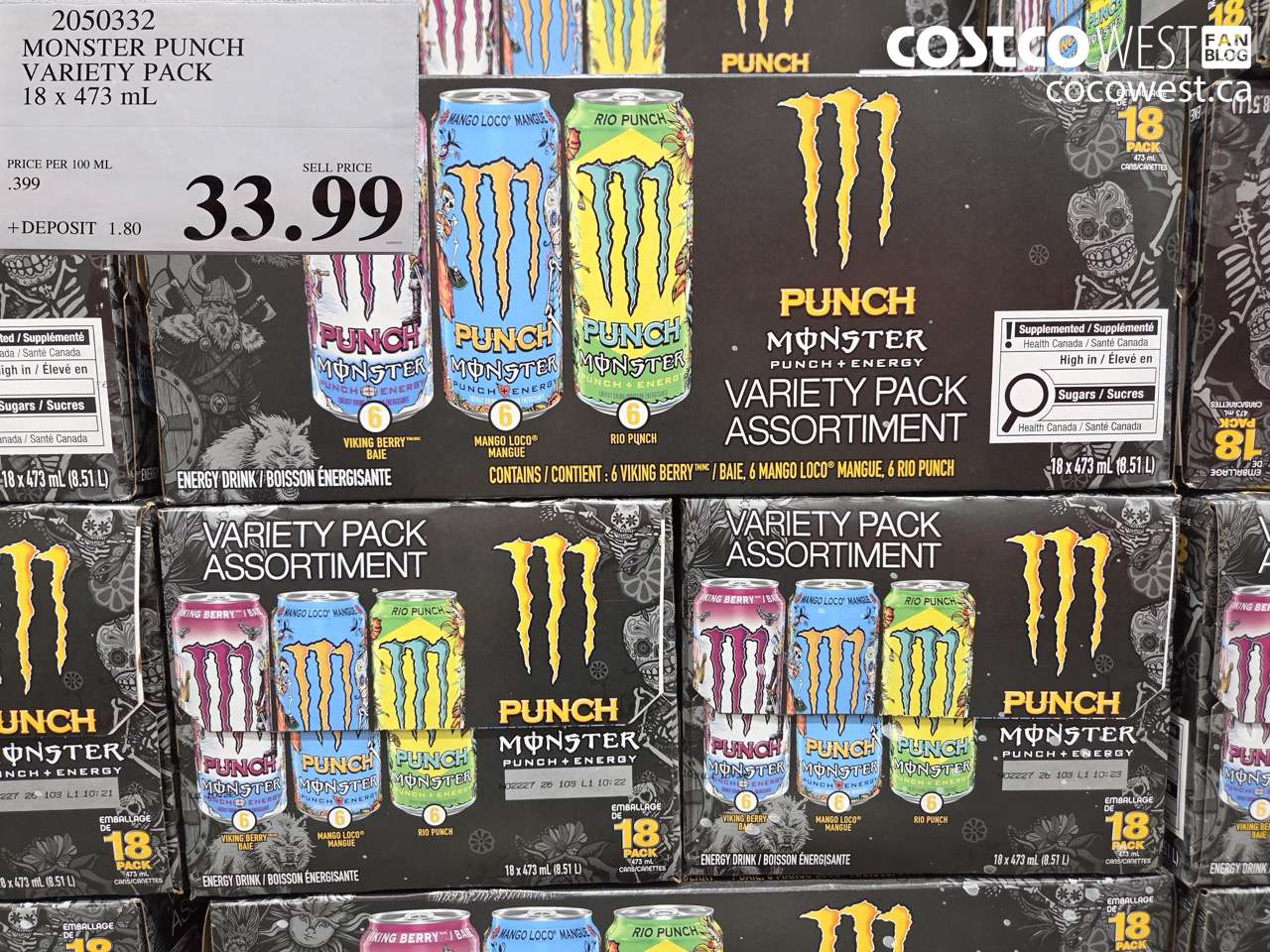 2050332 MONSTER PUNCH VARIETY PACK 18 X 473 ML $33.99