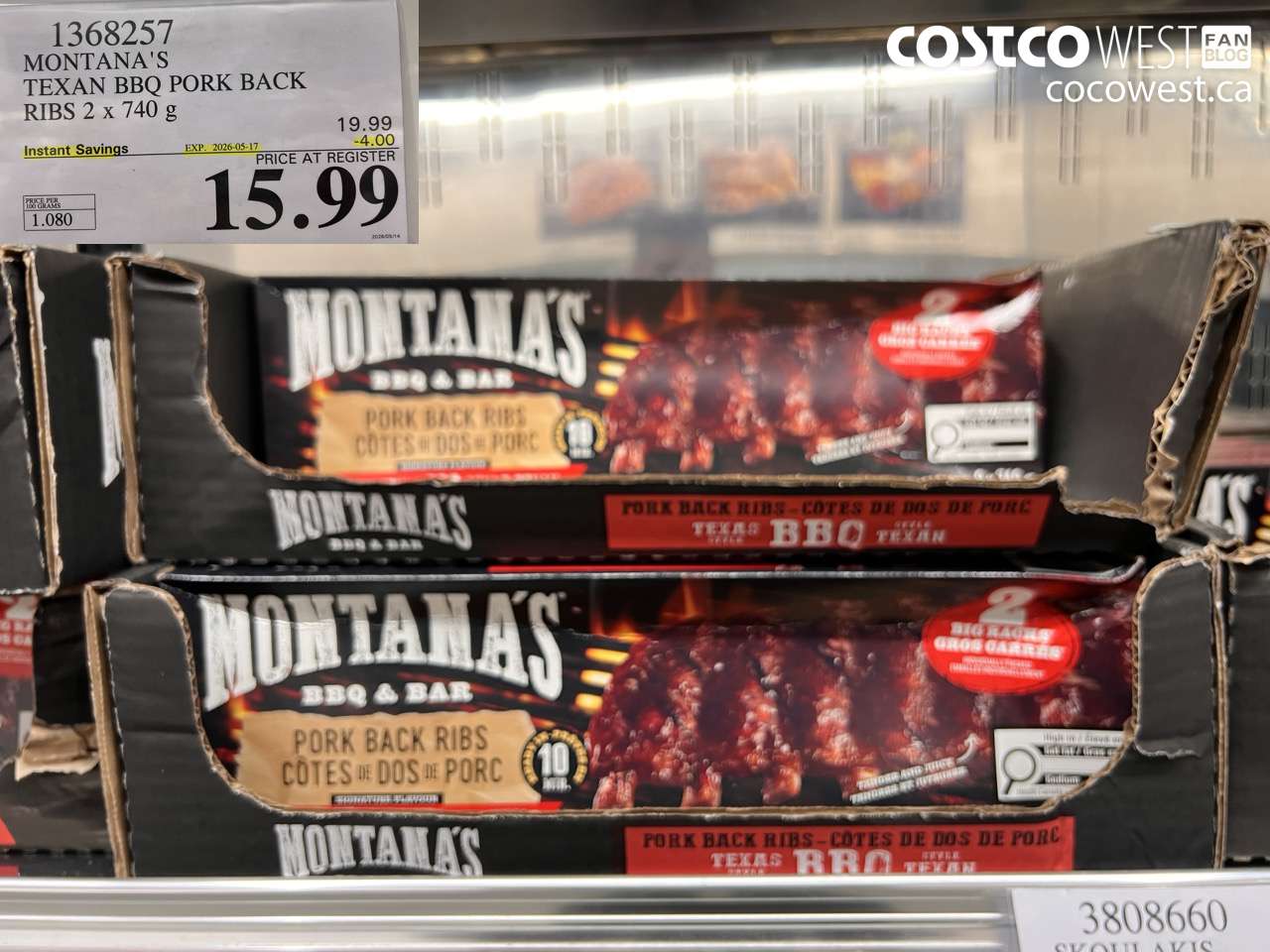 1368257 MONTANA'S TEXAN BBQ PORK BACK RIBS 2 X 740 G ($4.00 INSTANT SAVINGS EXPIRES ON 2026-05-17) $15.99