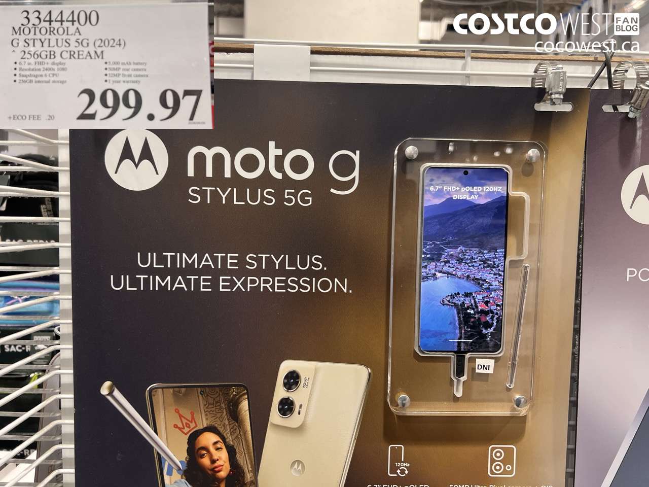 3344400 MOTOROLA G STYLUS 5G (2024) 256GB CREAM $299.97