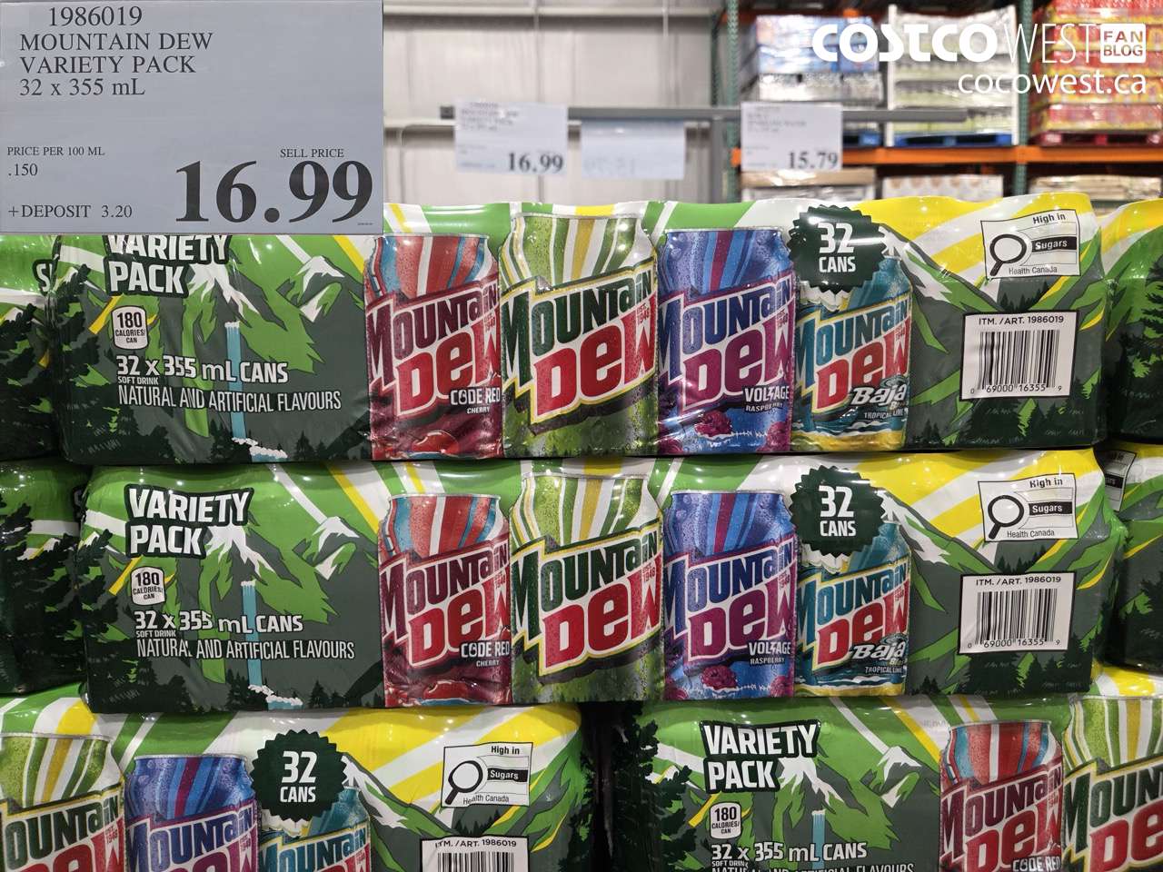 1986019 MOUNTAIN DEW VARIETY PACK 32 X 355 ML $16.99