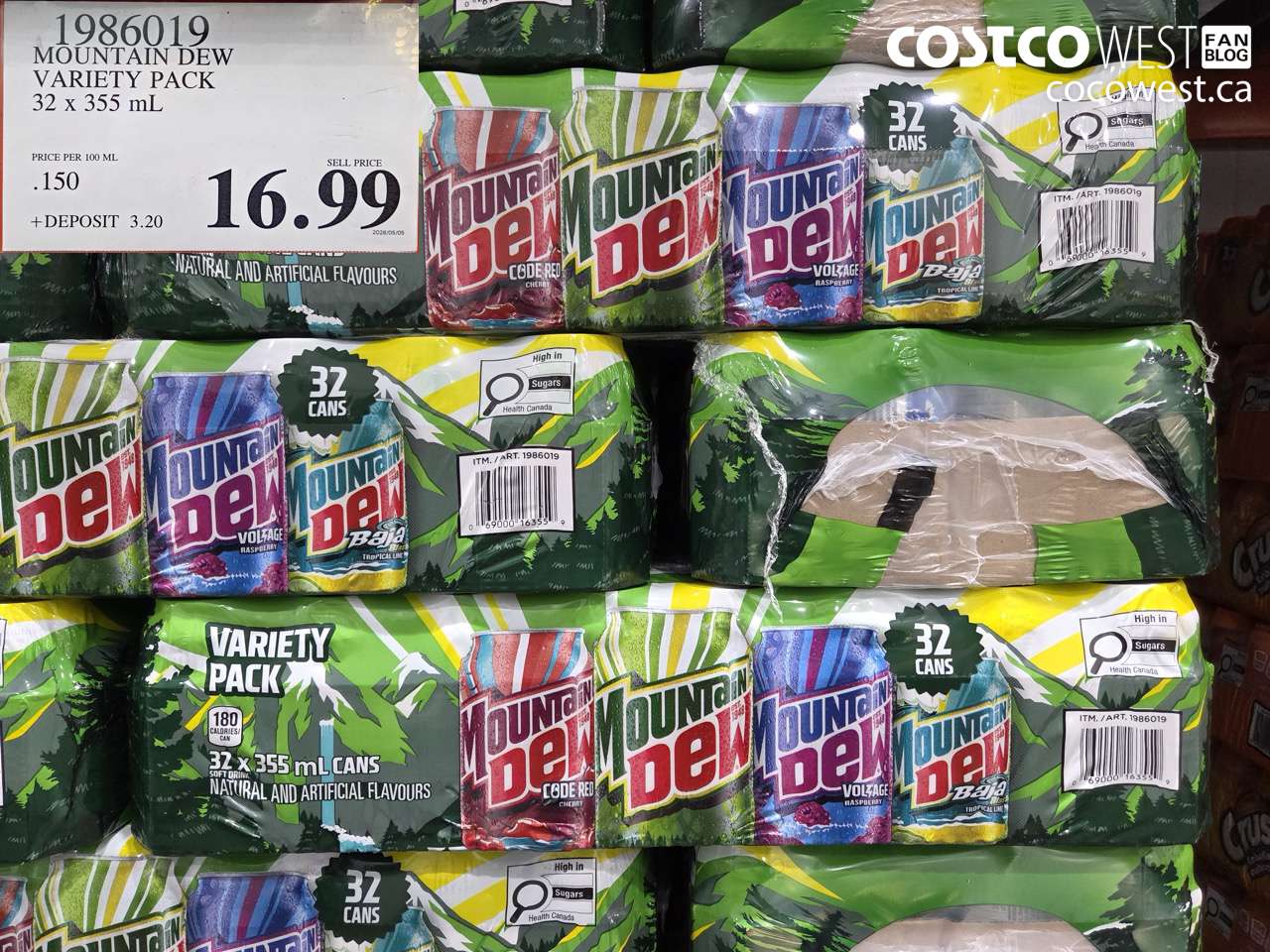 1986019 MOUNTAIN DEW VARIETY PACK 32 X 355 ML $16.99