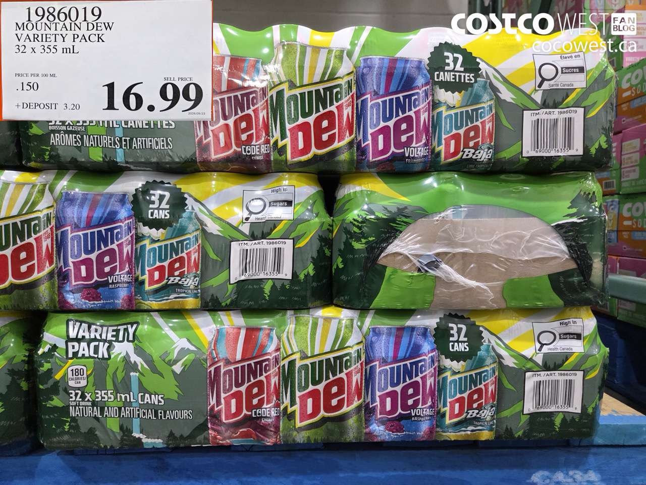 1986019 MOUNTAIN DEW VARIETY PACK 32 X 355 ML $16.99