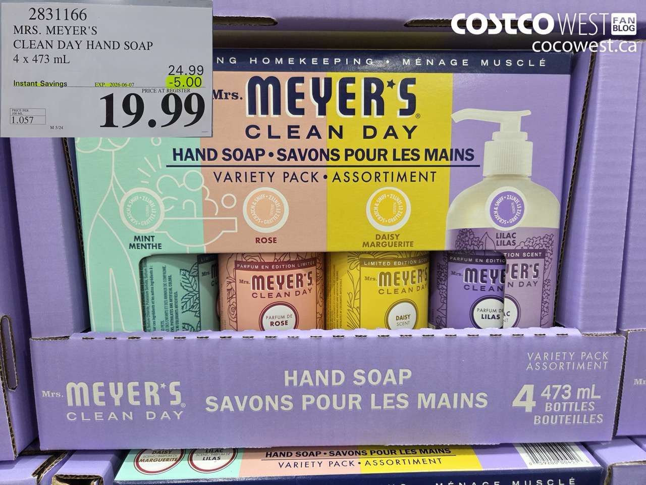 2831166 MRS. MEYER'S CLEAN DAY HAND SOAP 4 X 473 ML ($5.00 INSTANT SAVINGS EXPIRES ON 2026-06-07) $19.99