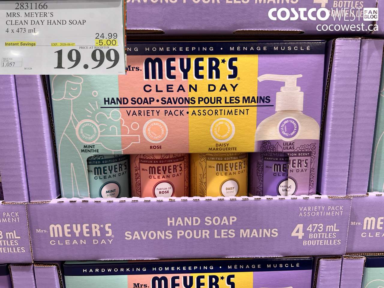 2831166 MRS. MEYER'S CLEAN DAY HAND SOAP 4 X 473 ML ($5.00 INSTANT SAVINGS EXPIRES ON 2026-06-07) $19.99