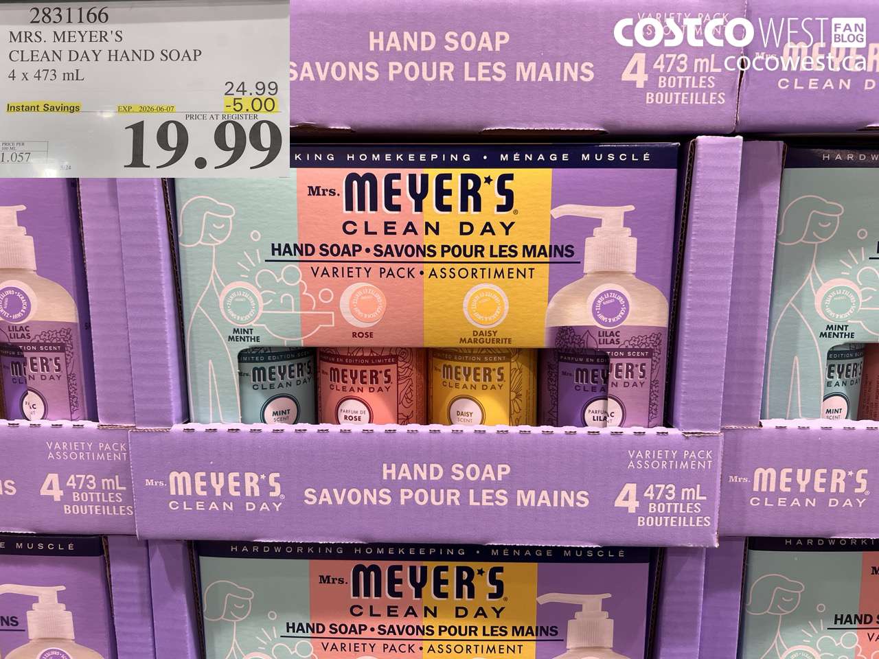 2831166 MRS. MEYER'S CLEAN DAY HAND SOAP 4 X 473 ML ($5.00 INSTANT SAVINGS EXPIRES ON 2026-06-07) $19.99