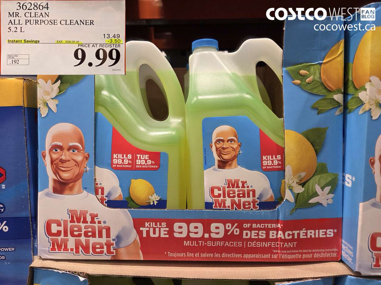 362864 MR. CLEAN ALL PURPOSE CLEANER 5.2 L ($3.50 INSTANT SAVINGS EXPIRES ON 2026-05-10) $9.99