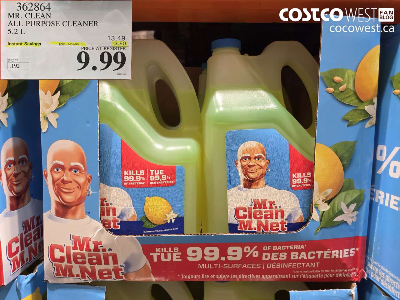 362864 MR. CLEAN ALL PURPOSE CLEANER 5.2 L ($3.50 INSTANT SAVINGS EXPIRES ON 2026-05-10) $9.99