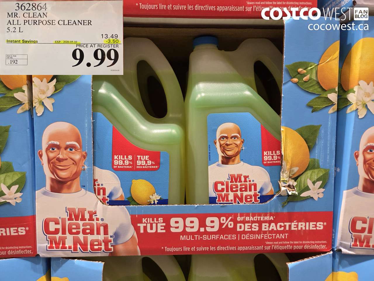 362864 MR. CLEAN ALL PURPOSE CLEANER 5.2 L ($3.50 INSTANT SAVINGS EXPIRES ON 2026-05-10) $9.99