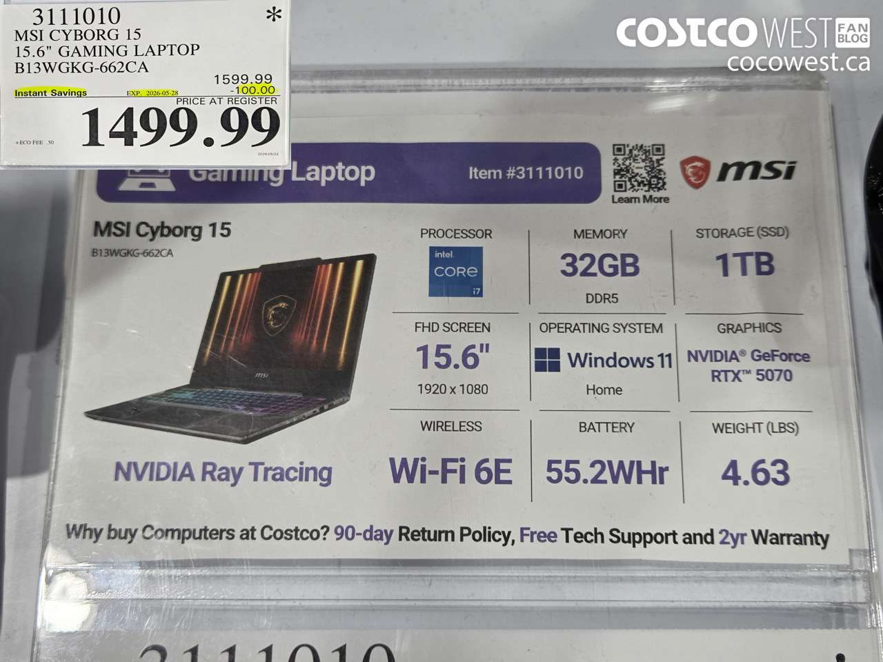 3111010 MSI CYBORG 15 15.6