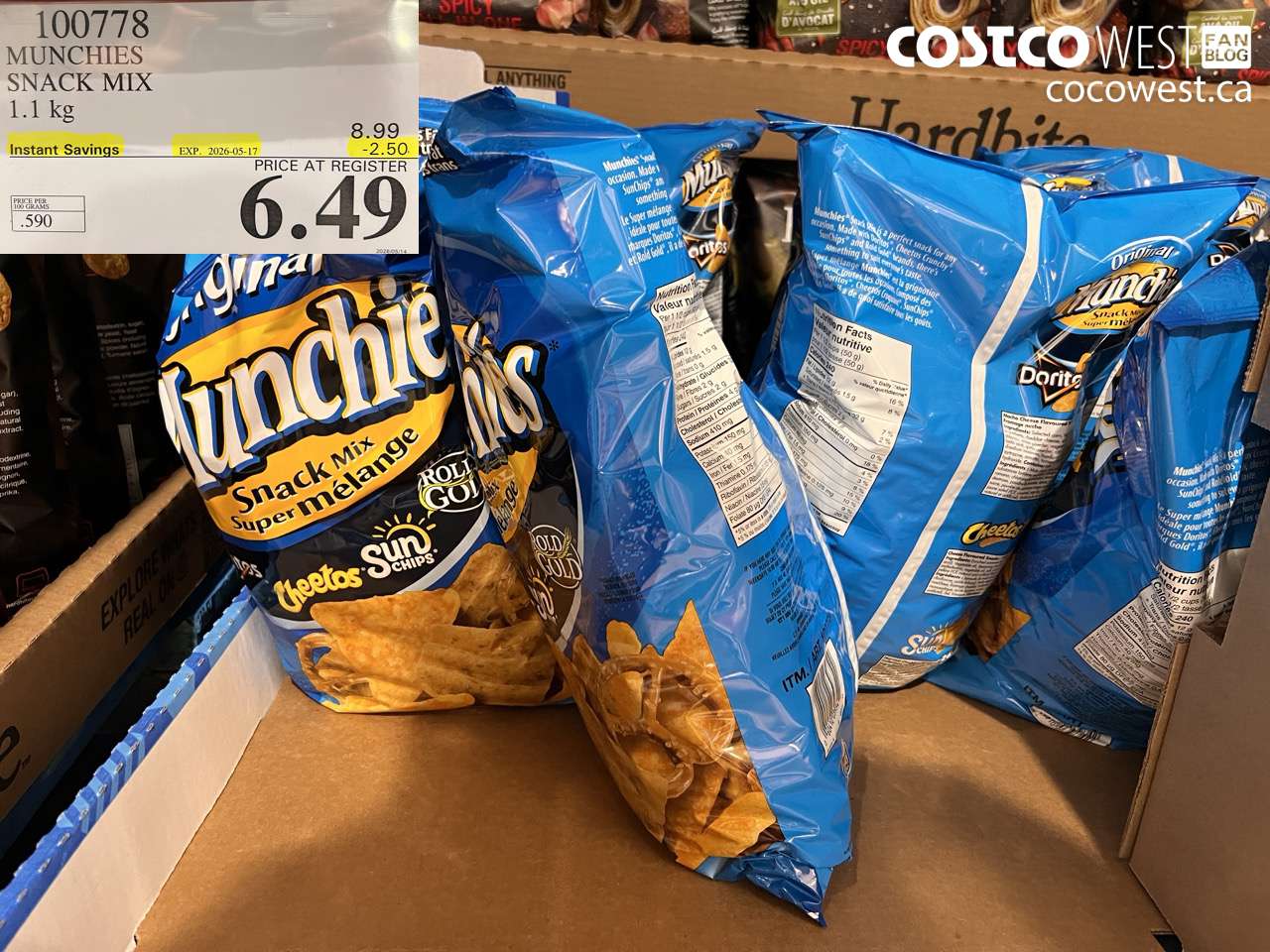 100778 MUNCHIES SNACK MIX 1.1 KG ($2.50 INSTANT SAVINGS EXPIRES ON 2026-05-17) $6.49