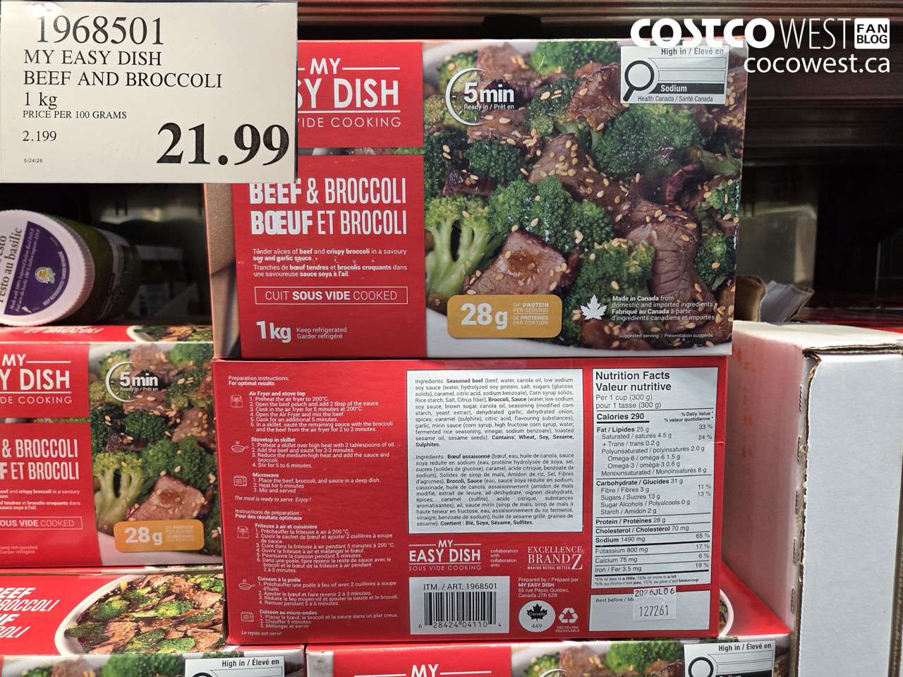 1968501 MY EASY DISH BEEF AND BROCCOLI 1 KG $21.99