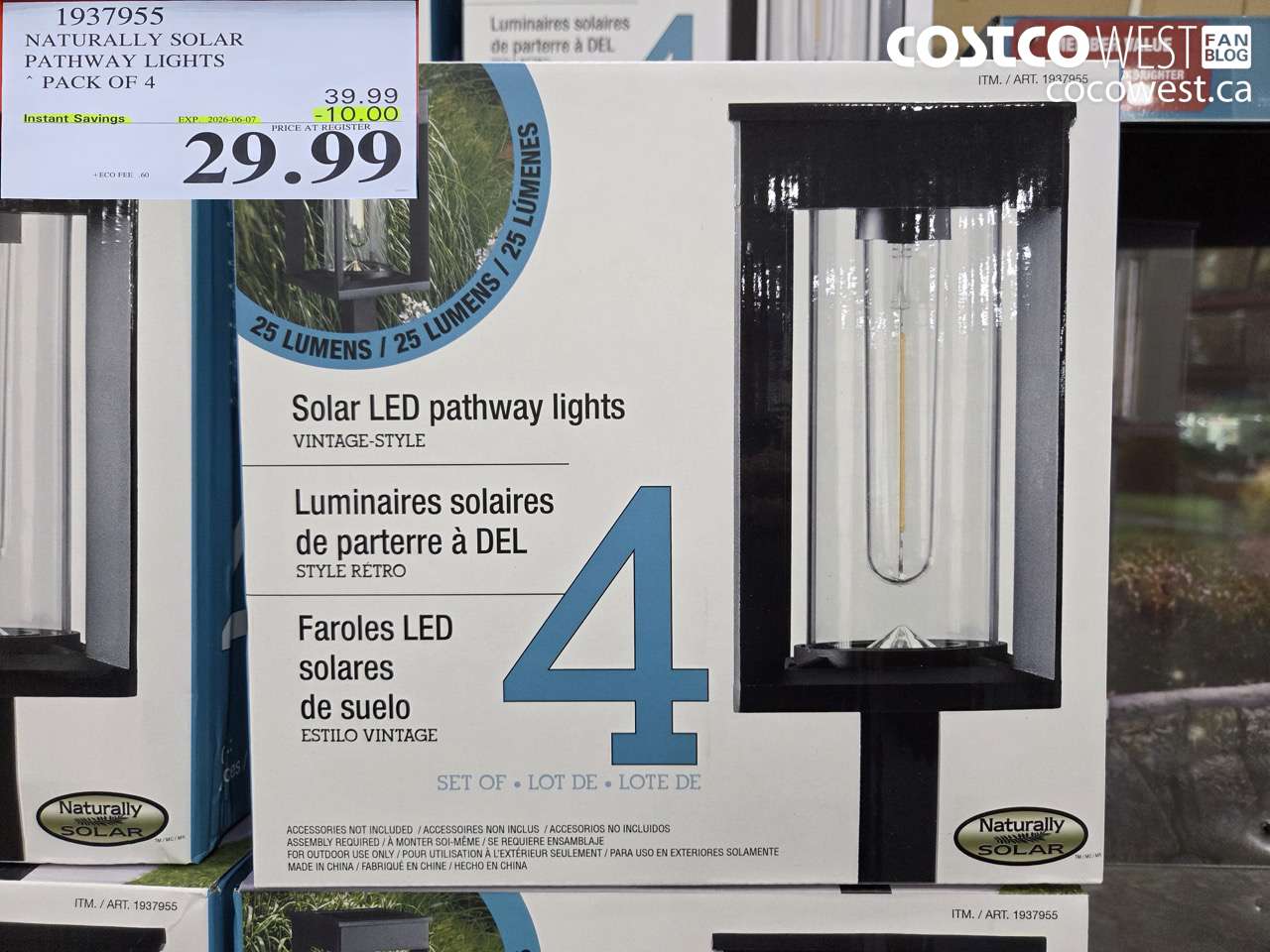 1937955 NATURALLY SOLAR PATHWAY LIGHTS PACK OF 4 ($10.00 INSTANT SAVINGS EXPIRES ON 2026-06-07) $29.99