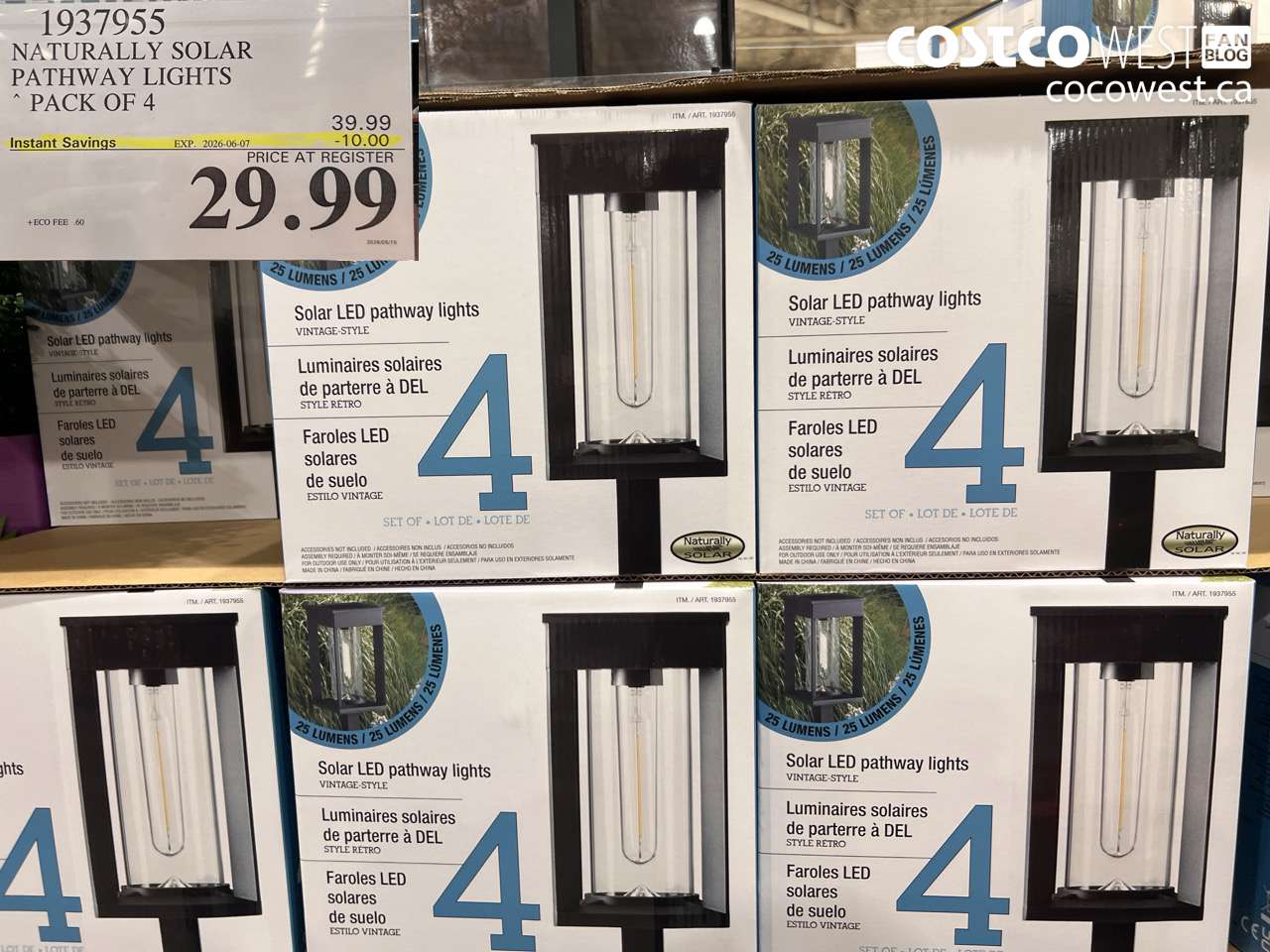 1937955 NATURALLY SOLAR PATHWAY LIGHTS PACK OF 4 ($10.00 INSTANT SAVINGS EXPIRES ON 2026-06-07) $29.99
