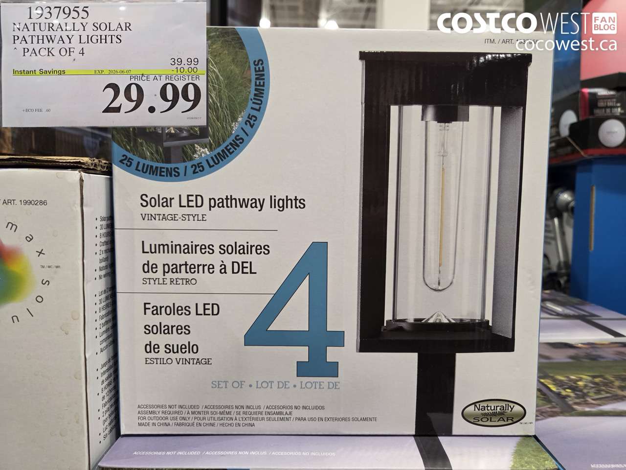 1937955 NATURALLY SOLAR PATHWAY LIGHTS PACK OF 4 ($10.00 INSTANT SAVINGS EXPIRES ON 2026-06-07) $29.99