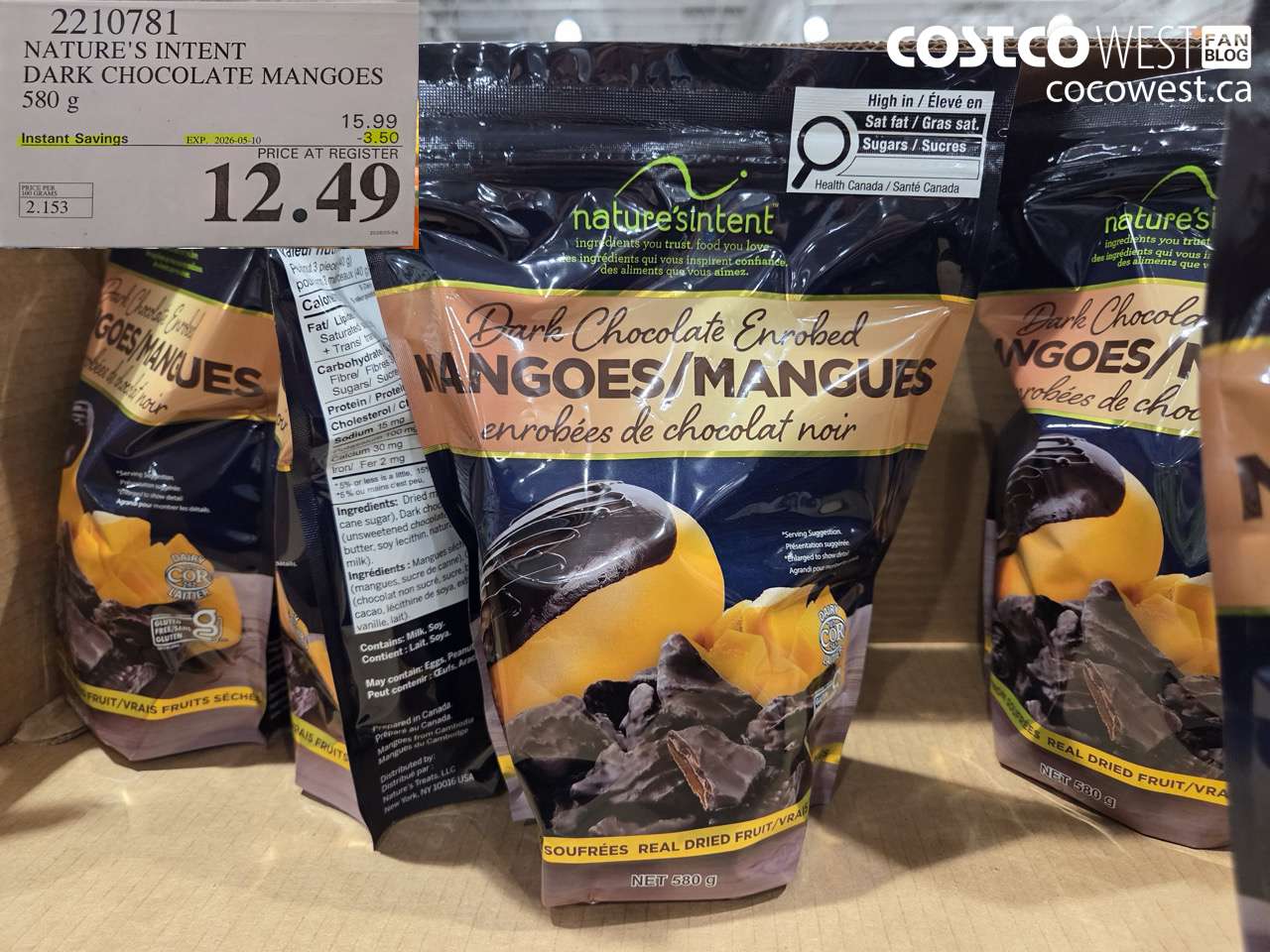 2210781 NATURE'S INTENT DARK CHOCOLATE MANGOES 580 G ($3.50 INSTANT SAVINGS EXPIRES ON 2026-05-10) $12.49
