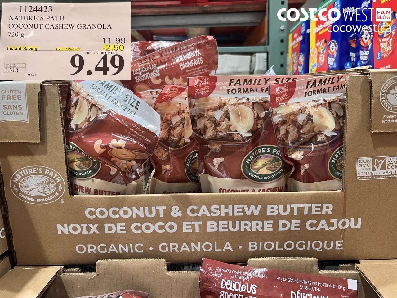 1124423 NATURE'S PATH COCONUT CASHEW GRANOLA 720 G ($2.50 INSTANT SAVINGS EXPIRES ON 2026-05-24) $9.49