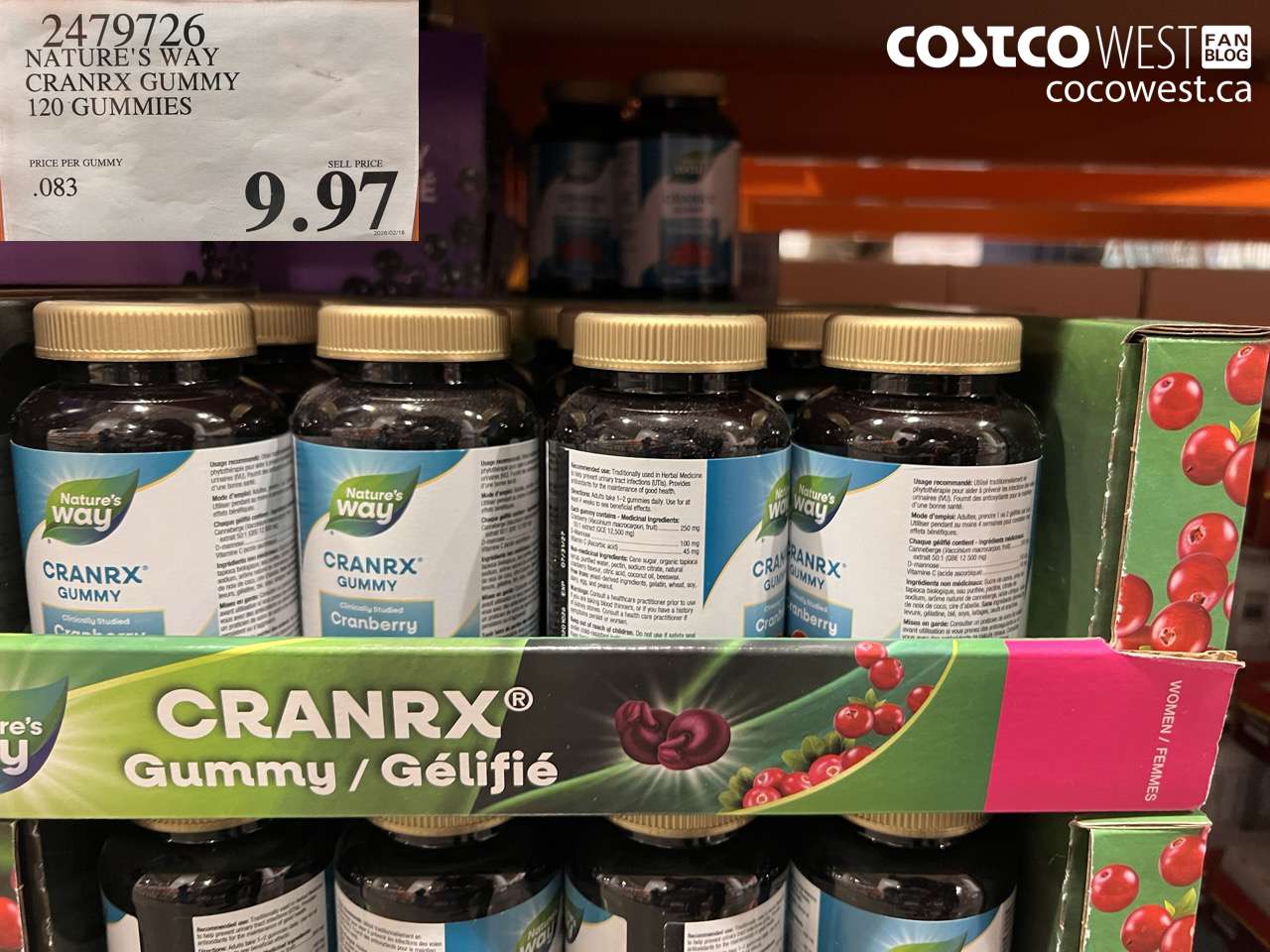 2479726 NATURE'S WAY CRANRX GUMMY 120 GUMMIES $9.97