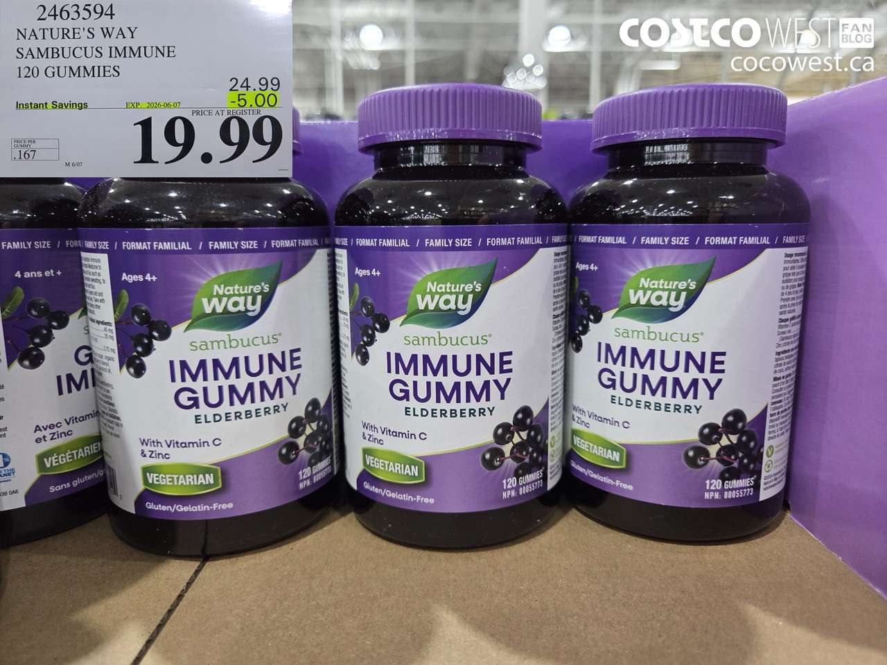 2463594 NATURE'S WAY SAMBUCUS IMMUNE 120 GUMMIES ($5.00 INSTANT SAVINGS EXPIRES ON 2026-06-07) $19.99
