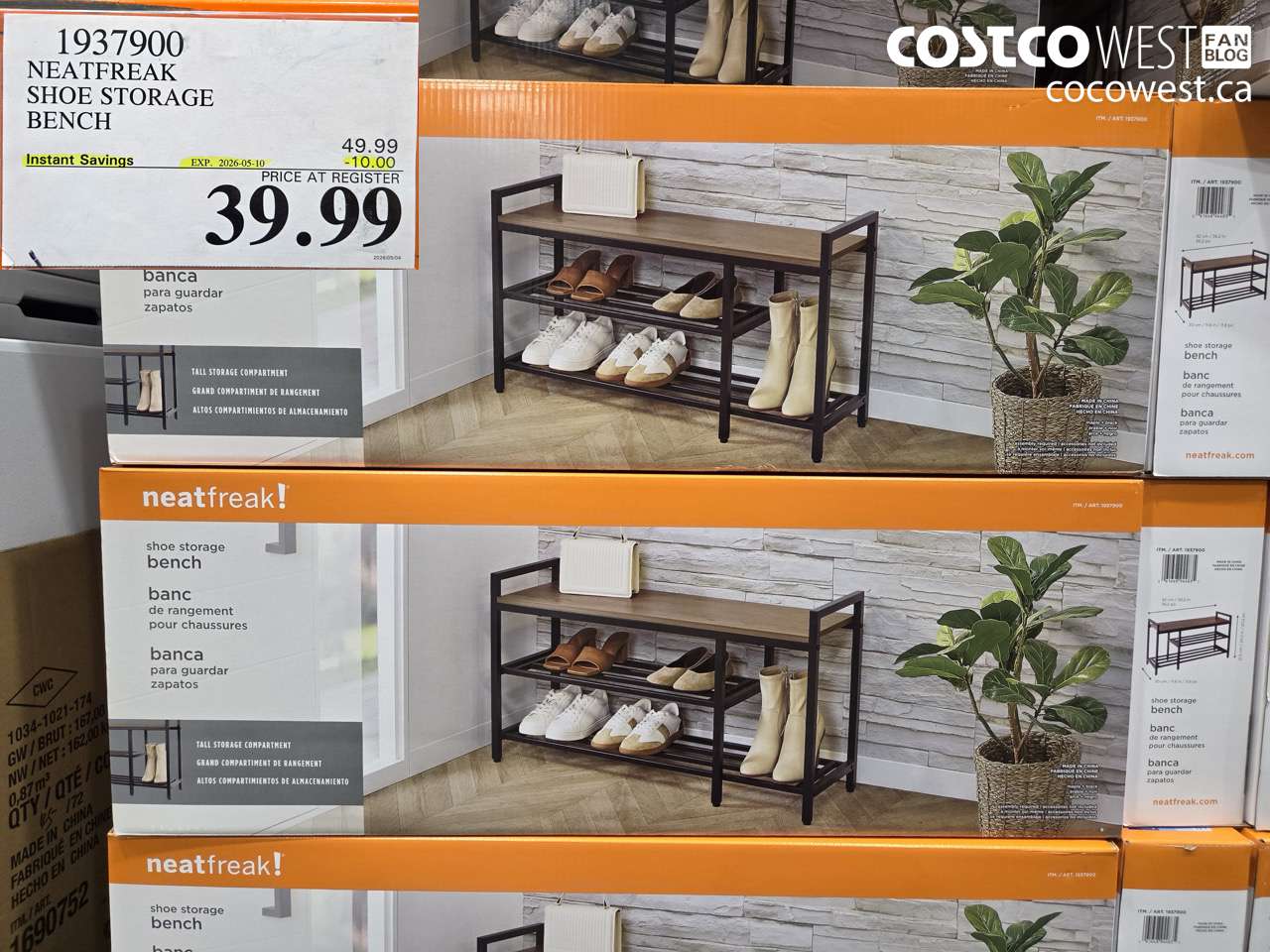 1937900 NEATFREAK SHOE STORAGE BENCH ($10.00 INSTANT SAVINGS EXPIRES ON 2026-05-10) $39.99