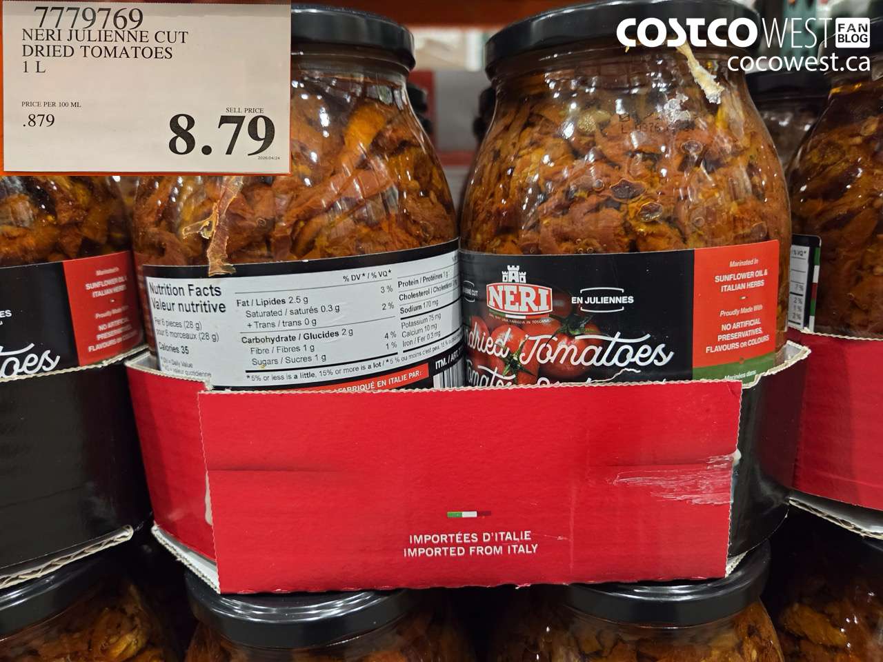7779769 NERI JULIENNE CUT DRIED TOMATOES 1 L $8.79