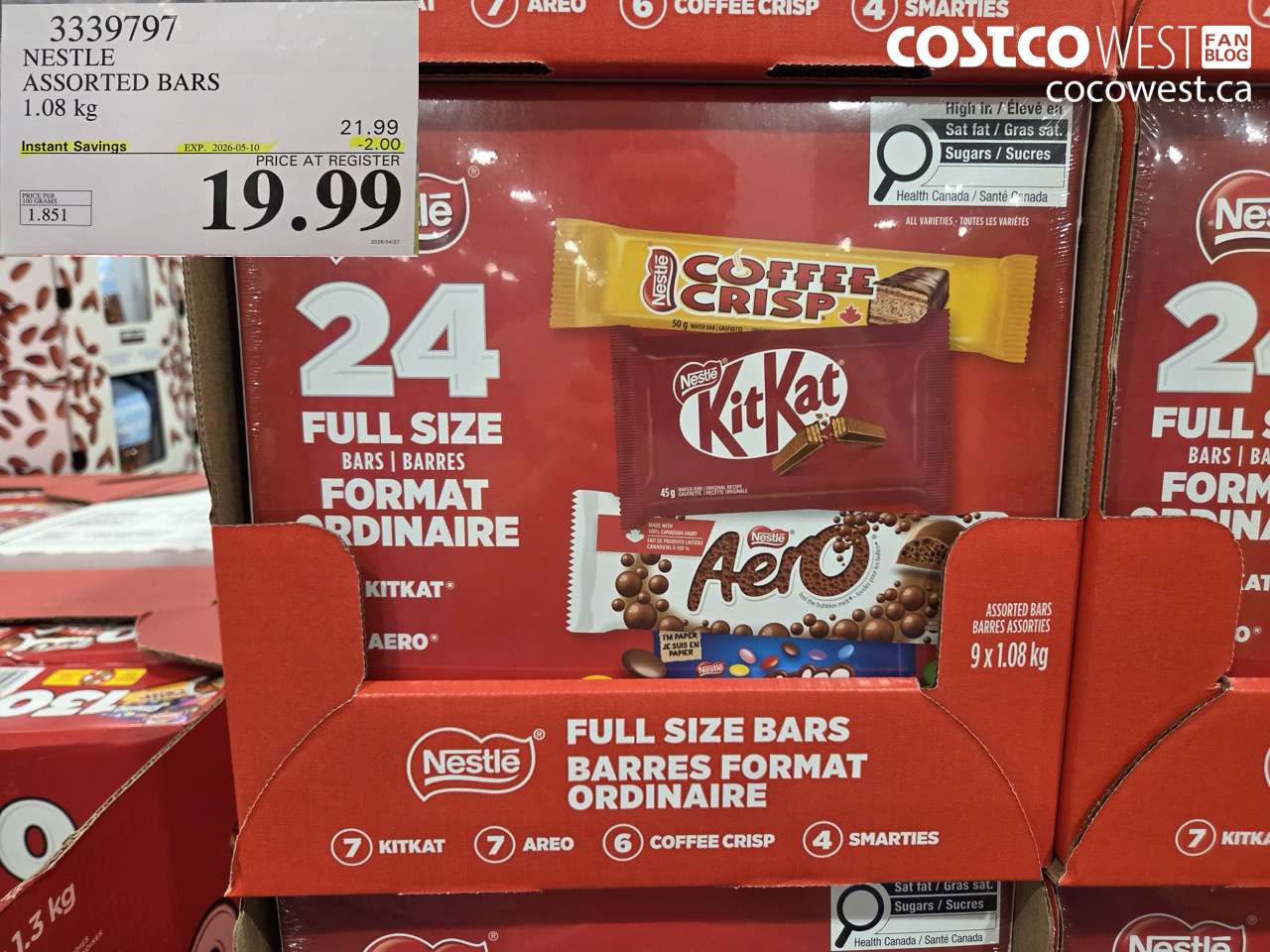 33397197 NESTLE ASSORTED BARS 1.08 KG ($2.00 INSTANT SAVINGS EXPIRES ON 2026-05-10) $19.99