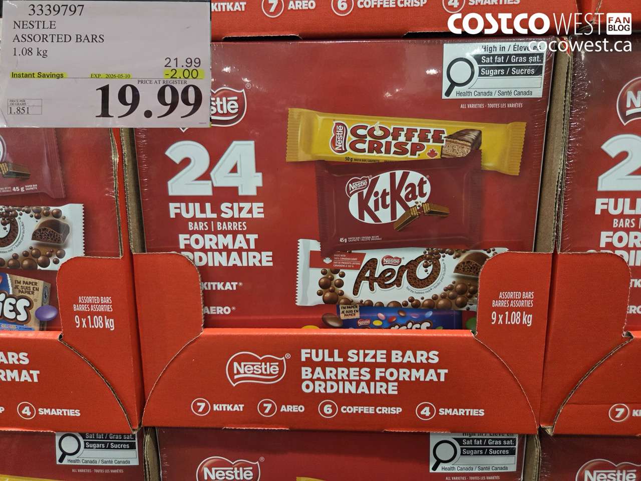3339797 NESTLE ASSORTED BARS 1.08 KG ($2.00 INSTANT SAVINGS EXPIRES ON 2026-05-10) $19.99