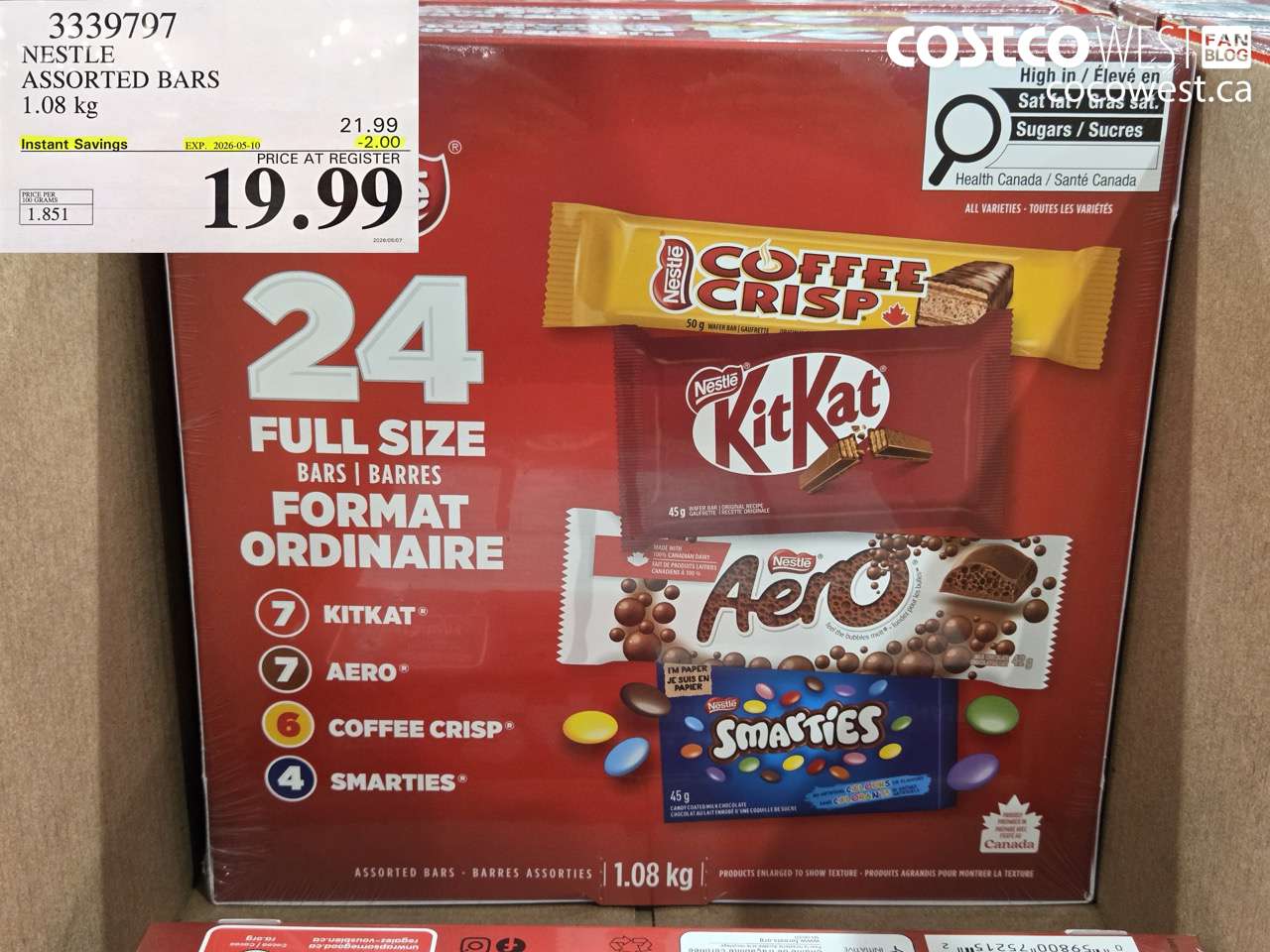 3339797 NESTLE ASSORTED BARS 1.08 KG ($2.00 INSTANT SAVINGS EXPIRES ON 2026-05-10) $19.99