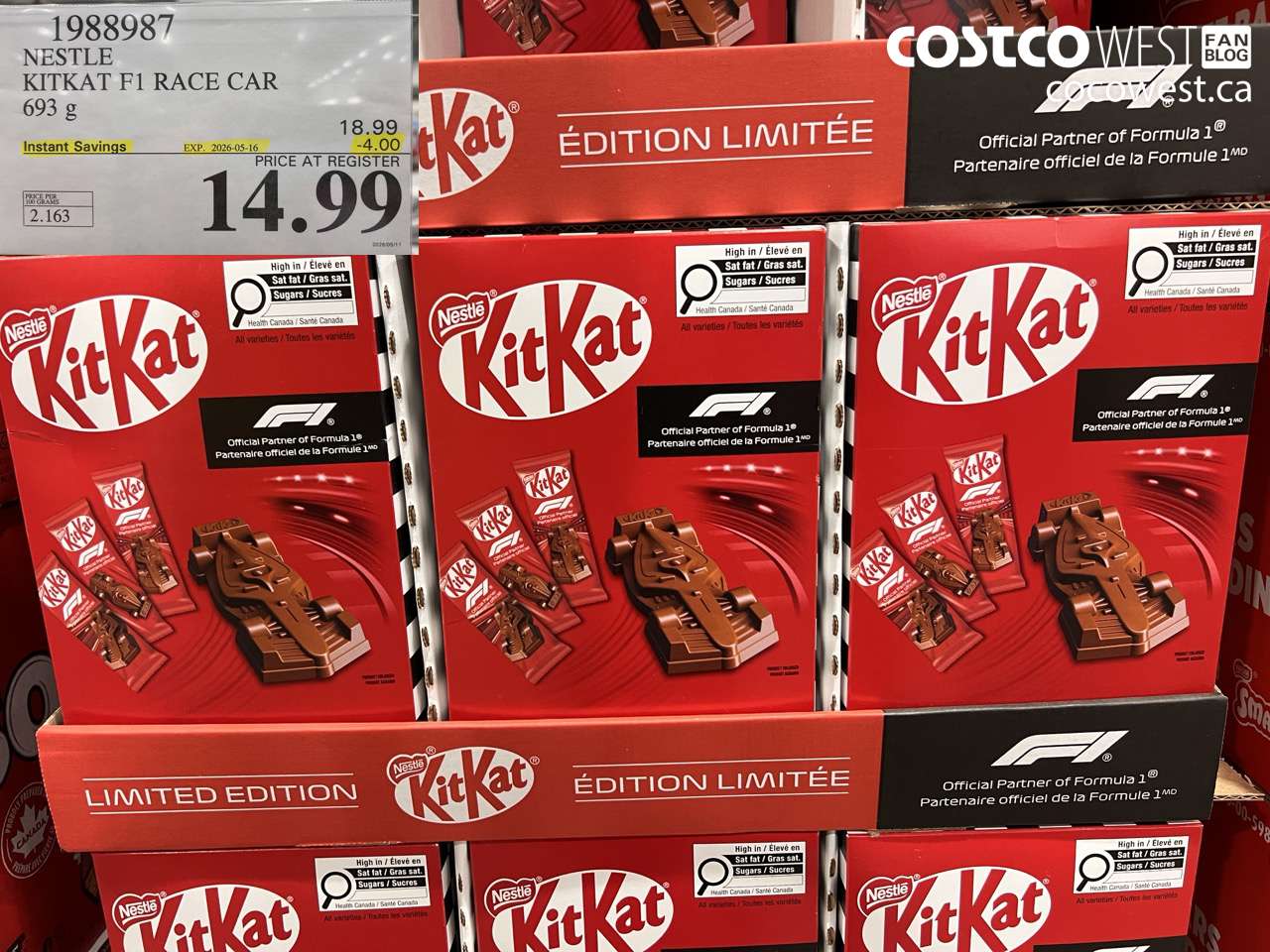 1988987 NESTLE KITKAT F1 RACE CAR 693 G ($4.00 INSTANT SAVINGS EXPIRES ON 2026-05-16) $14.99