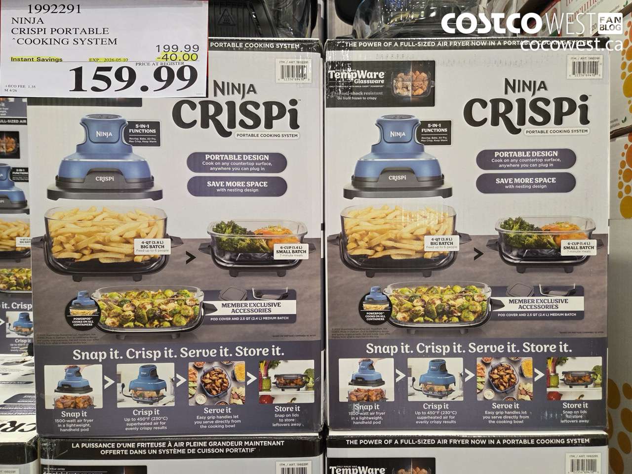 1992291 NINJA CRISPI PORTABLE COOKING SYSTEM ($40.00 INSTANT SAVINGS EXPIRES ON 2026-05-10) $159.99