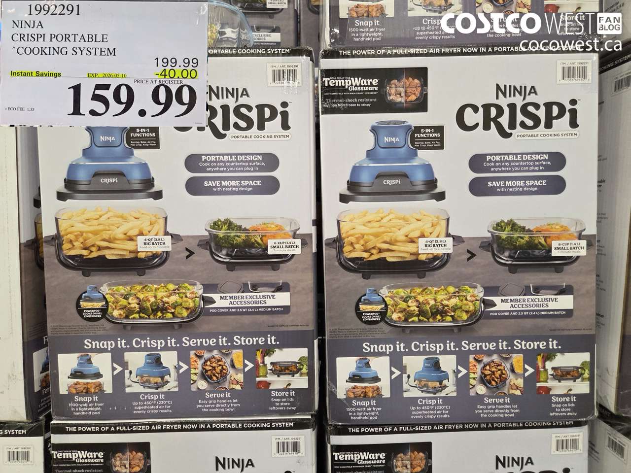 1992291 NINJA CRISPI PORTABLE COOKING SYSTEM ($40.00 INSTANT SAVINGS EXPIRES ON 2026-05-10) $159.99