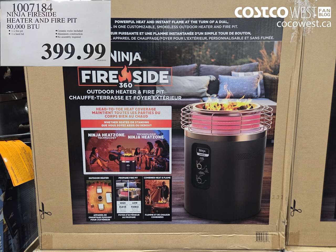1007184 NINJA FIRESIDE HEATER AND FIRE PIT 80,000 BTU $399.99