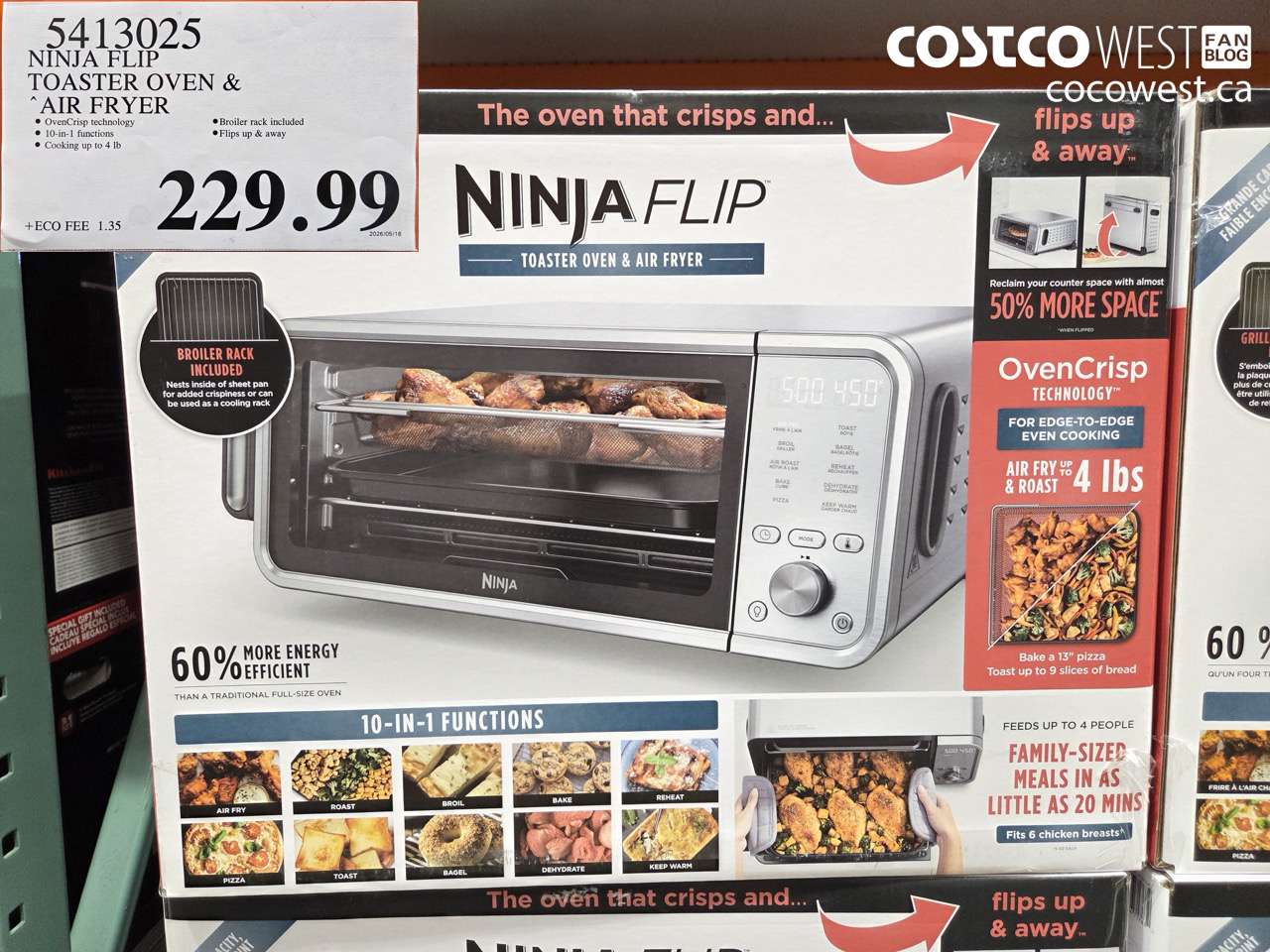 5413025 NINJA FLIP TOASTER OVEN & AIR FRYER $229.99