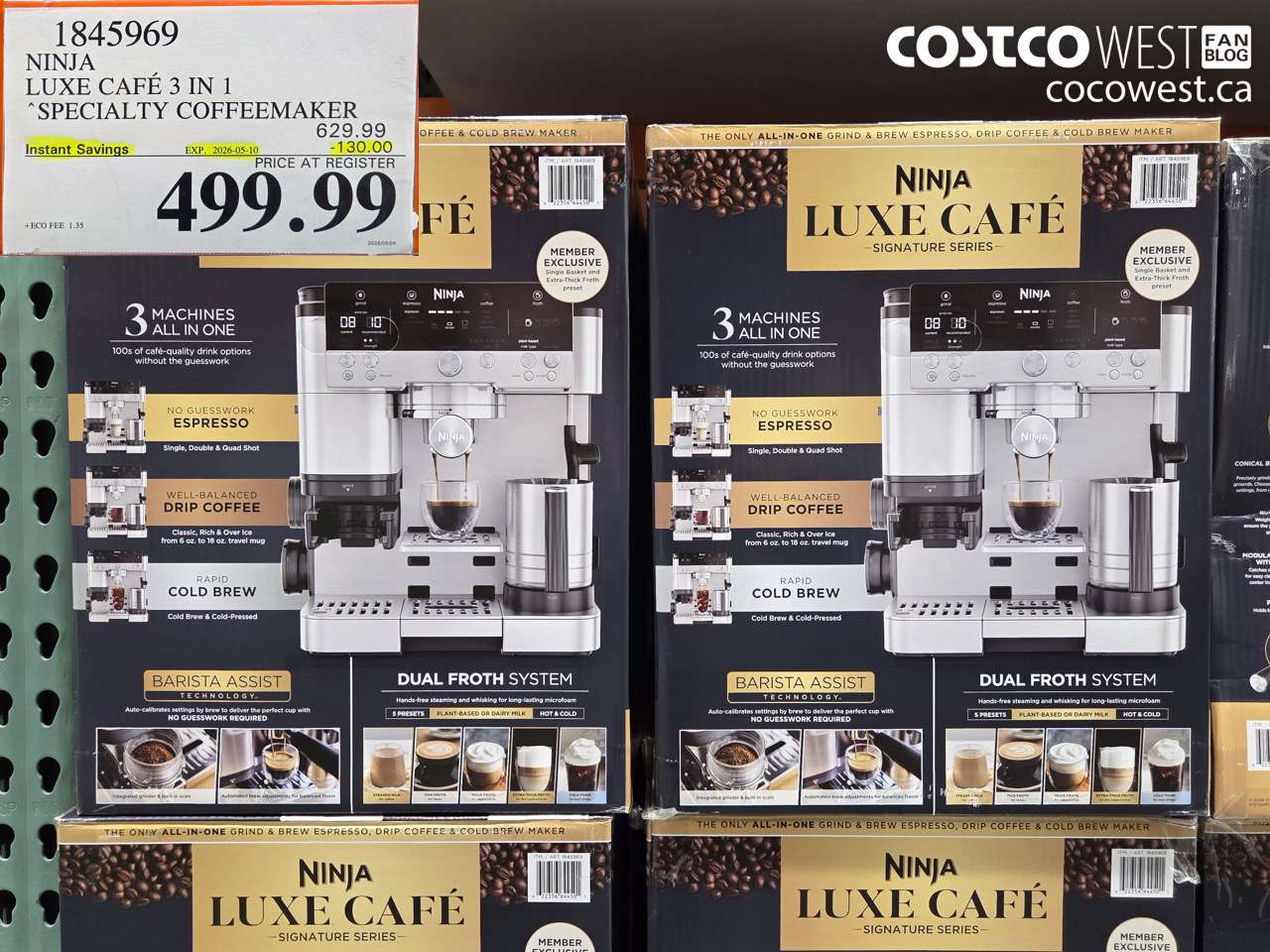 1845969 NINJA LUXE CAFE 3 IN 1 SPECIALTY COFFEEMAKER ($130.00 INSTANT SAVINGS EXPIRES ON 2026-05-10) $499.99