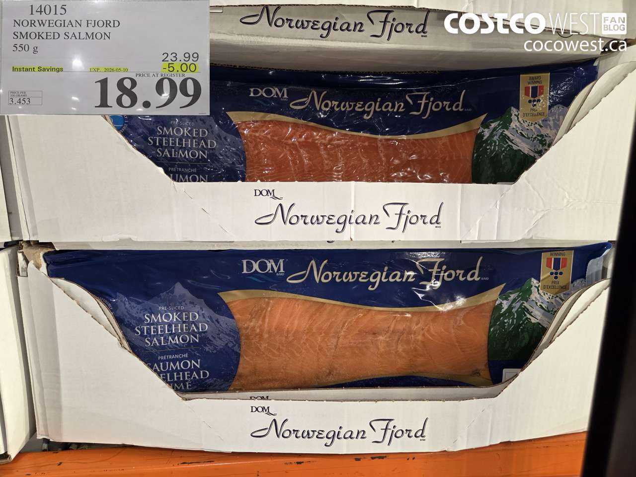 14015 NORWEGIAN FJORD SMOKED SALMON 550 G ($5.00 INSTANT SAVINGS EXPIRES ON 2026-05-10) $18.99