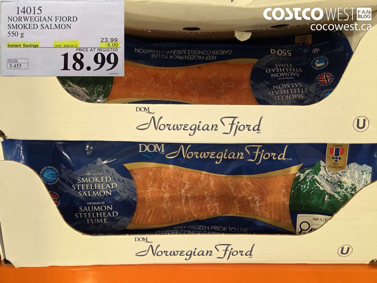 14015 NORWEGIAN FJORD SMOKED SALMON 550 G ($5.00 INSTANT SAVINGS EXPIRES ON 2026-05-10) $18.99